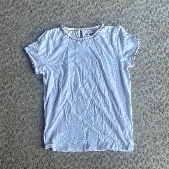 NWT Mini Boden Ali Puff Sleeve Top Pom White 100% Cotton T-Shirt, size 13-14Y - Picture 5 of 10